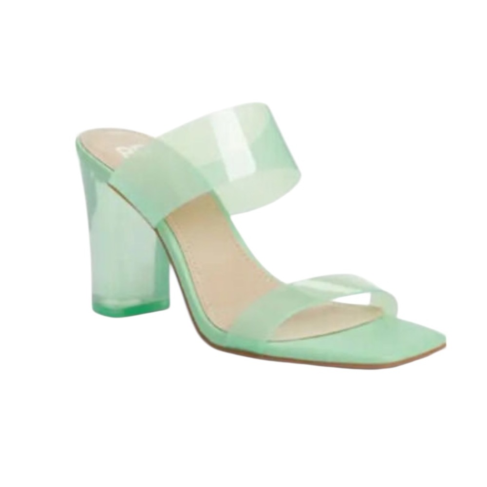 New BP Nola Mint Green Acrylic High Heeled Sandals Slides‎ Summer Sexy Clear